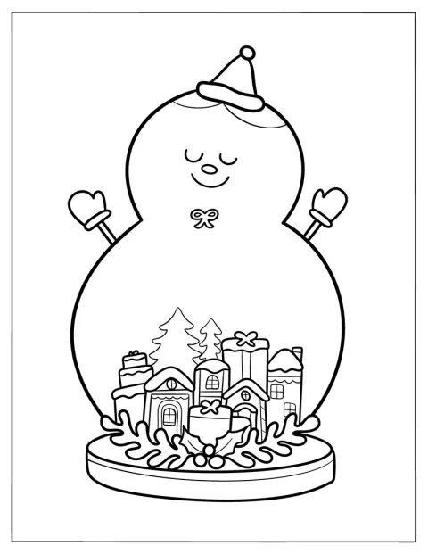 Die Schneekugel hat die Form eines Schneemanns.