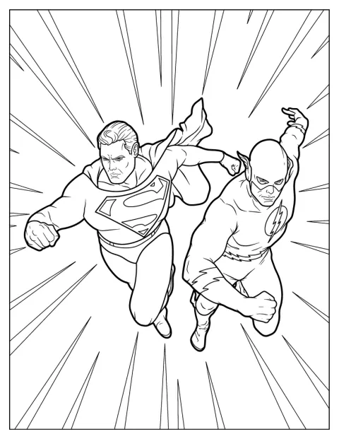 Superman står tillsammans med Flash.