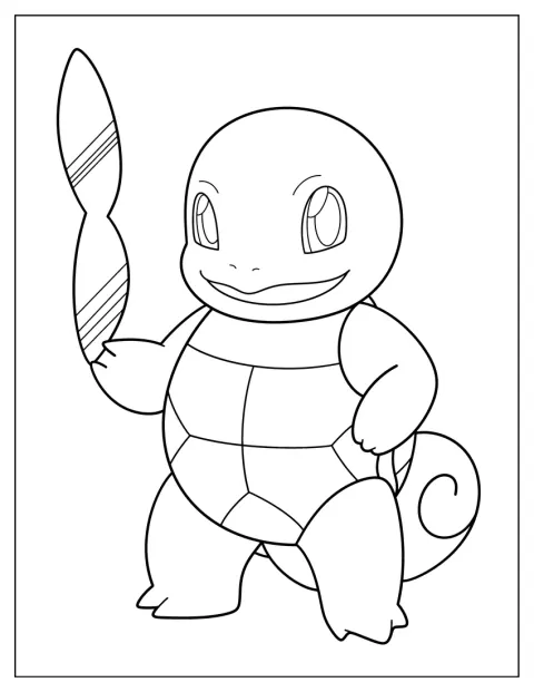 Squirtle Coloring Page Of Holding Squad Sunglasses