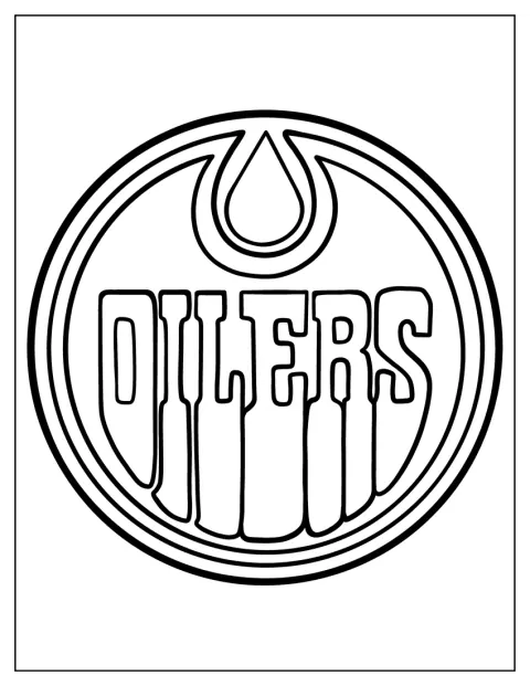 Het logo van de Edmonton Oilers staat centraal afgebeeld.
