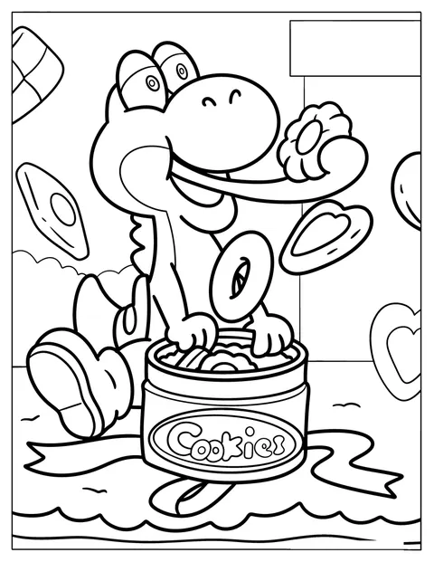 Der hungrige Yoshi angelt mit seiner Zunge nach Snacks.