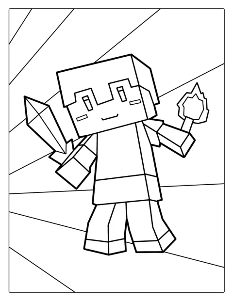 マインクラフトの世界を、かわいらしい雰囲気で描いています。
