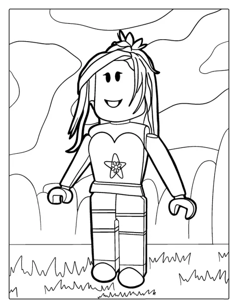 En jentefigur fra Roblox står klar for eventyr.