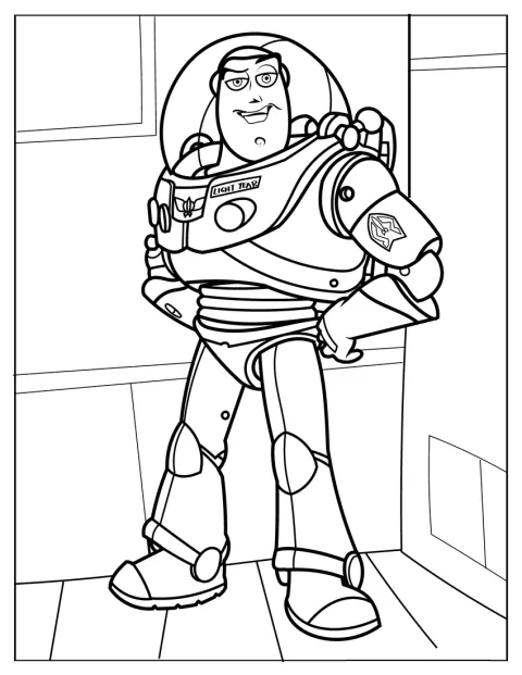 Buzz Lightyear posa con su traje espacial y una sonrisa.