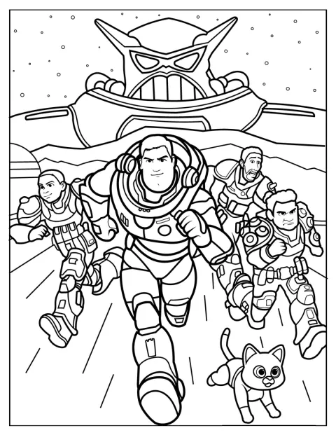 Um cartaz apresenta personagens e elementos do filme Lightyear.