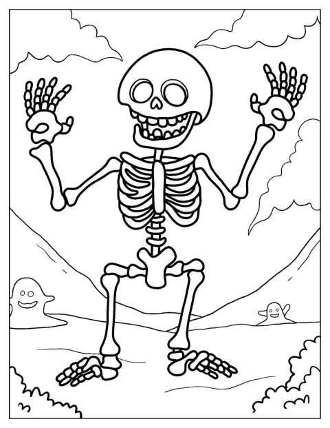 Kostlivec se objevuje v halloweenském motivu.