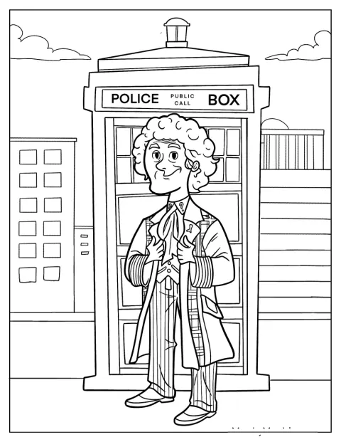 Colin Baker Doctor Who Coloring Page Cartoon