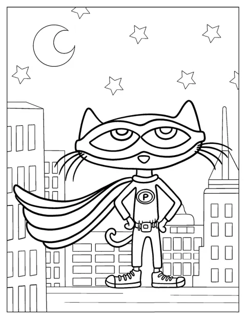 Pete the Cat v superhrdinském kostýmu vyráží zachraňovat svět.