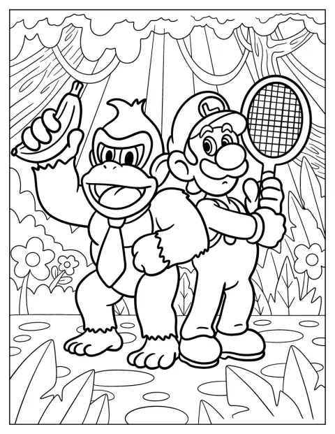 Donkey Kong og Luigi står rygg mot rygg.