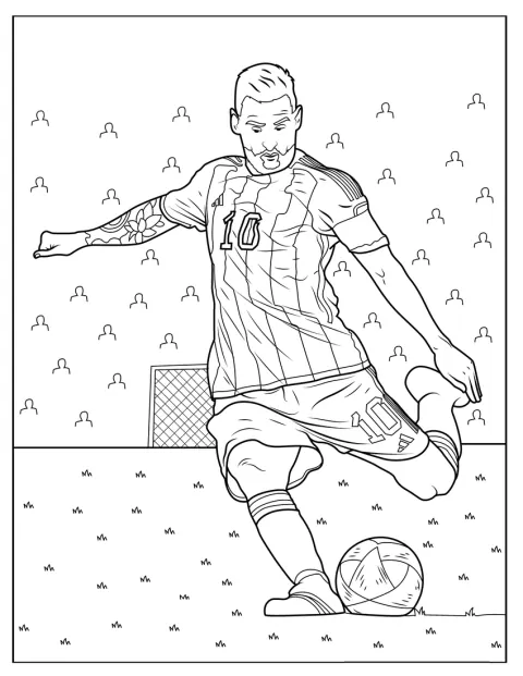 Lionel Messi se na hřišti chystá kopnout do míče.