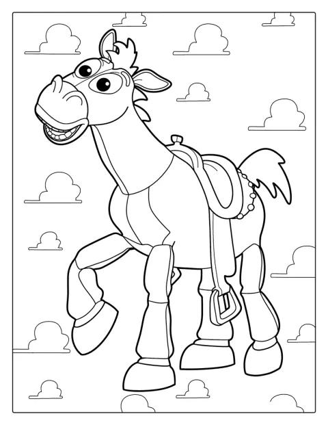 Bullseye, hästen från Toy Story, står redo att ge sig av.