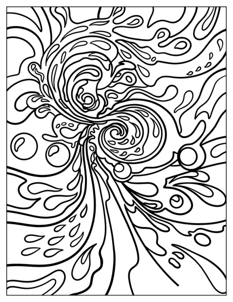 Salpicaduras y chorros de agua se expanden en formas abstractas.