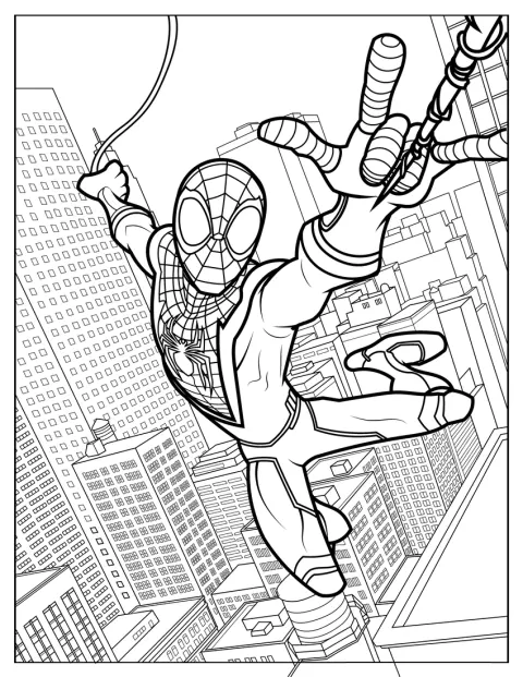 Miles Morales Swinging On Spider Web