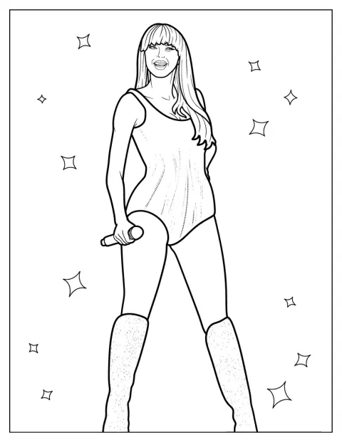 Taylor Swift Smiling During Performance Coloring Page