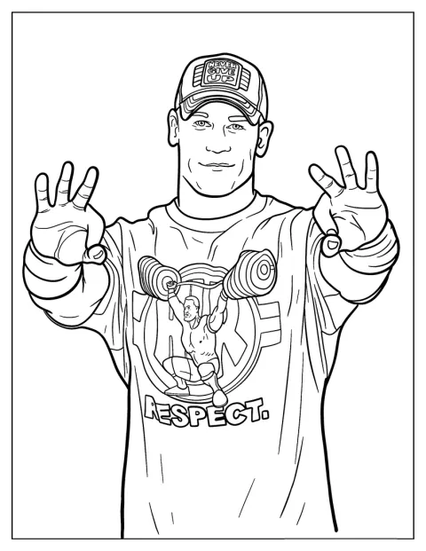 Sorridendo, John Cena forma due segni OK con le mani.
