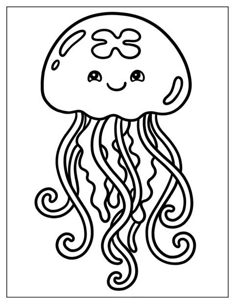 Una medusa dall’aria allegra galleggia nell’acqua.