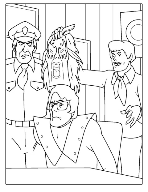 Fred zieht einem Geist das Kostüm aus und enthüllt sein wahres Aussehen.