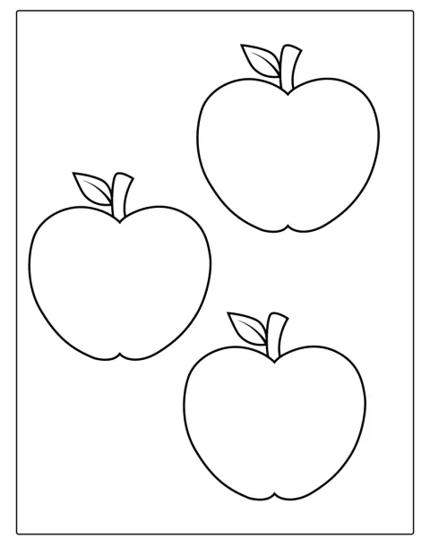 Three Apple Outline Template And Coloring