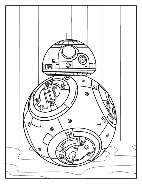 Le droïde BB-8 de Star Wars se tient prêt à rouler.