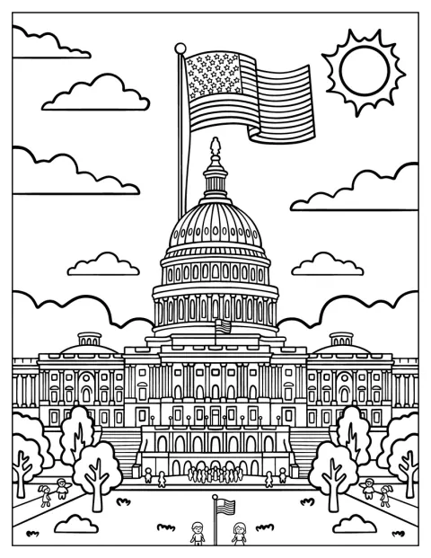 Steagul american flutură deasupra Capitoliului Statelor Unite.