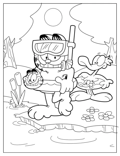 Garfield e Wade estão prontos para ir nadar.