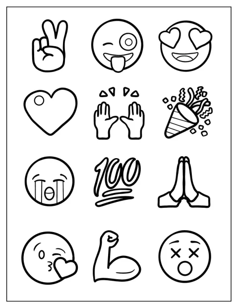 Flera olika emojis visas tillsammans.