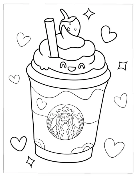 Un frappè Starbucks sorridente è sormontato da una fragola.