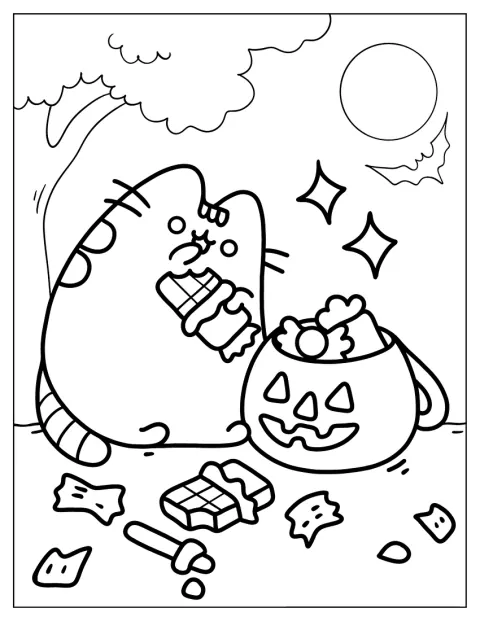 Pusheen holder halloween-slik.