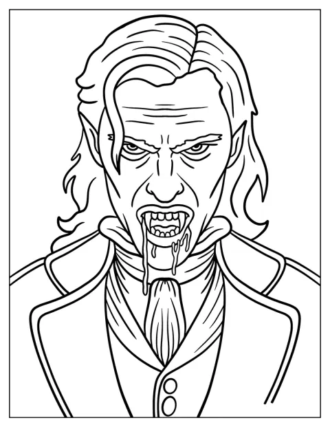 Dracula ser realistisk ut med blod rundt munnen.