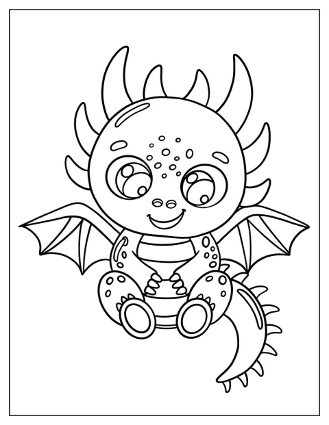 Un dragon aux formes simples est représenté seul.