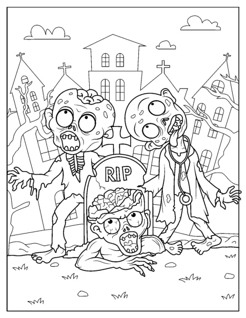 Schattige zombies komen met Halloween uit hun graf.