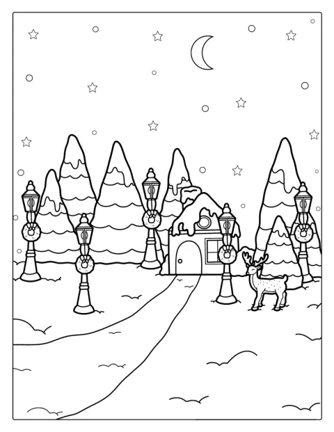 North Pole Christmas Tree Coloring Page