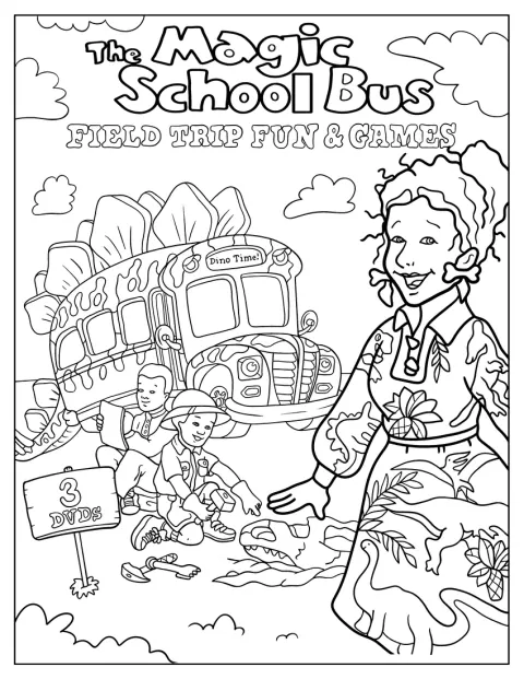 Magic School Bus Coloring Page Dinosaur Theme
