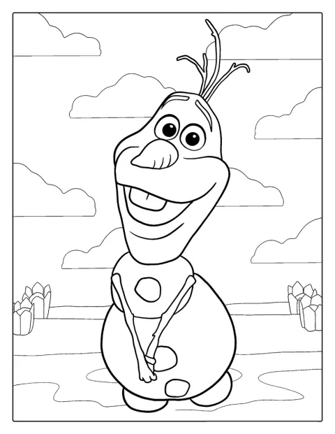 Olaf surge num desenho simples.
