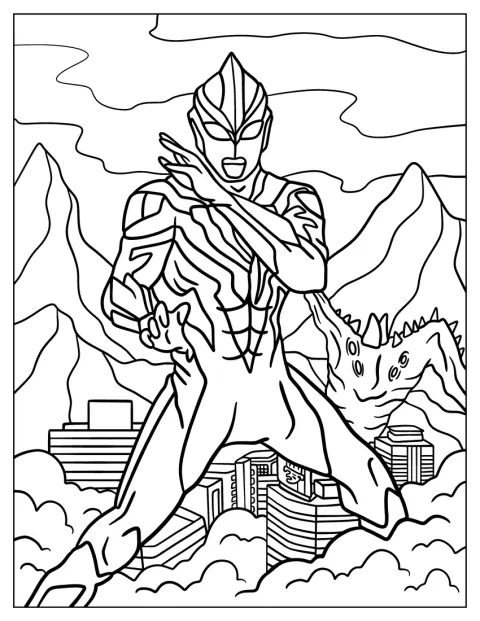 ウルトラマンギンガが、敵に向かって戦いを挑んでいます。