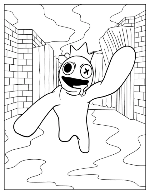 Blue Rainbow Friends Coloring Page With Drool