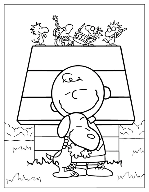 Snoopy stojí vedle Charlieho Browna.