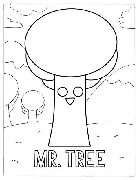Mr Tree di Sprunki mostra un’espressione felice.