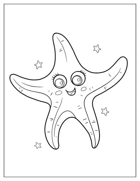 Urocza rozgwiazda pozuje z rzęsami i uśmiechem.