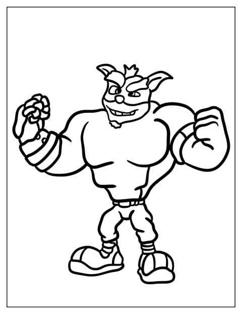 Crunch Bandicoot teljes alakos körvonalrajza áll a képen.