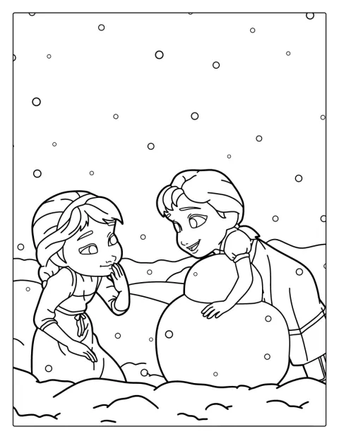 Elsa und Anna sind als junge Schwestern dargestellt.