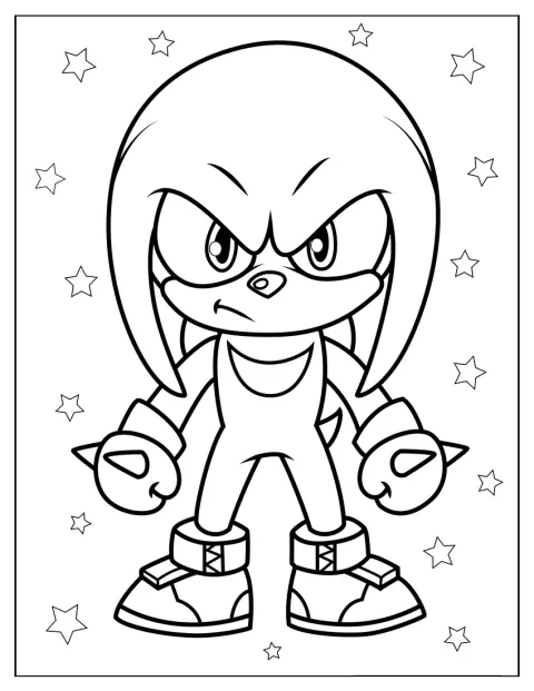 Knuckles este desenat în stil kawaii, cu trăsături drăgălașe.