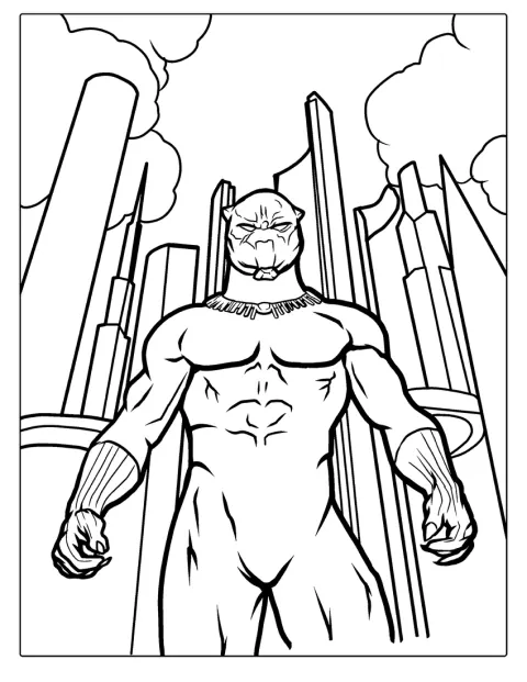 Black Panther In Wakanda Coloring Page