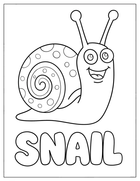 Eine fröhliche Schnecke trägt ein gepunktetes Häuschen auf dem Rücken.