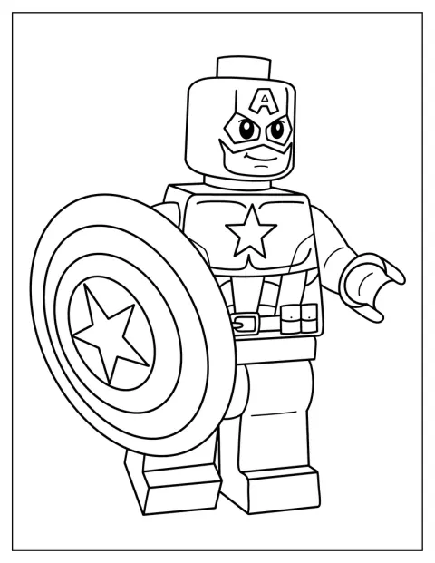 Captain America As a Lego Figurine To Color