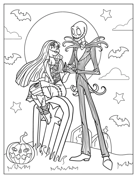 Jack et Sally posent ensemble dans une scène attendrissante.