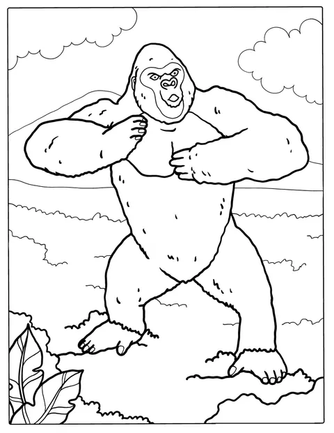 Un gorilla dominante si batte il petto con aria fiera.