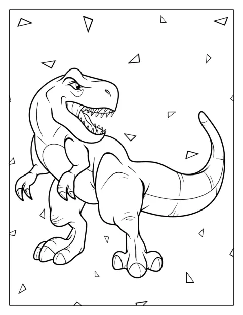 Coloring Sheet Of T-Rex With Sharp Teeth And Big Claws