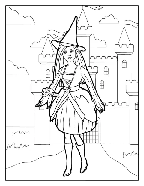 Barbie Wearing Witches Hat On Halloween