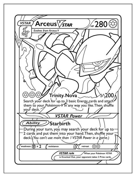 La carta Arceus VSTAR incluye el ataque Trinity Nova.